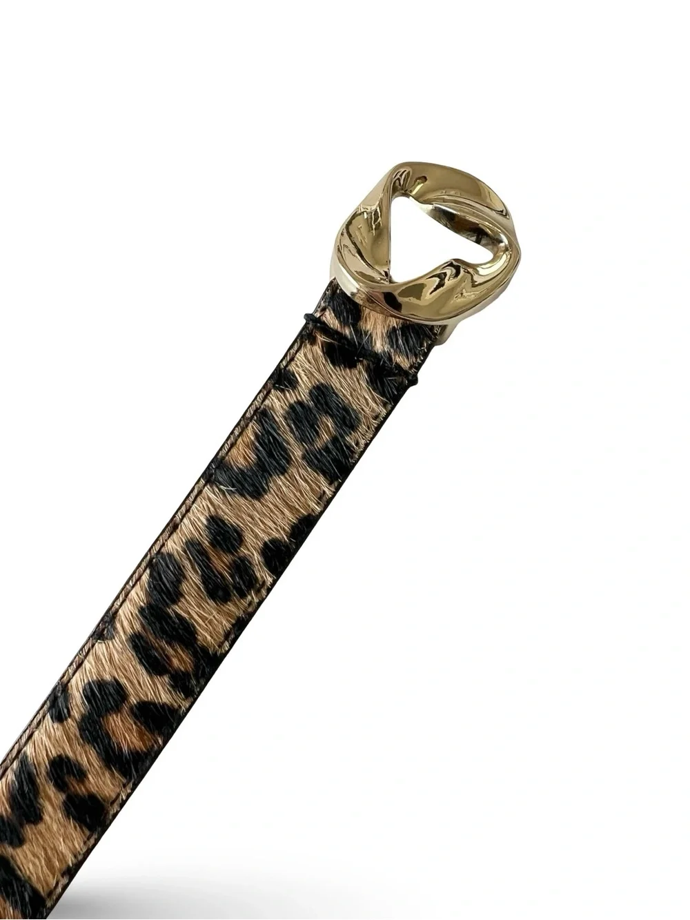 Tre Vero calf hair leather animal print belt Size S/M Stretch belt Cheetah print